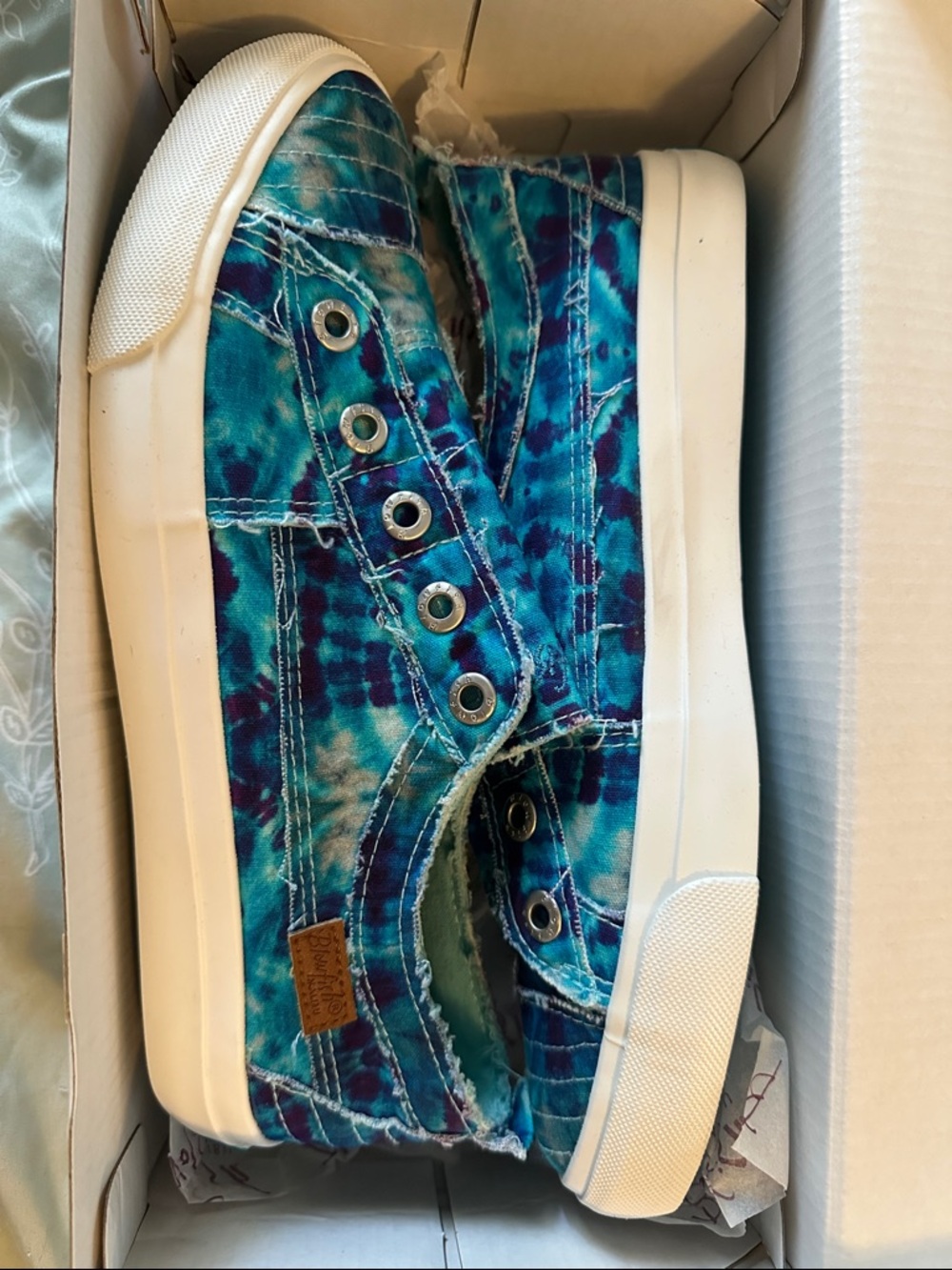 Blowfish Blue Teal Tie-Dye Low-Top Sneakers